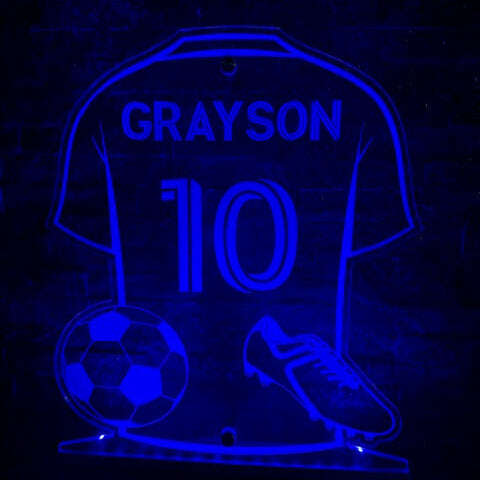 Football LED shirt sign in night mode controlled by remote