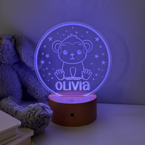 Custom monkey night light with remote and multicolour LEDs
