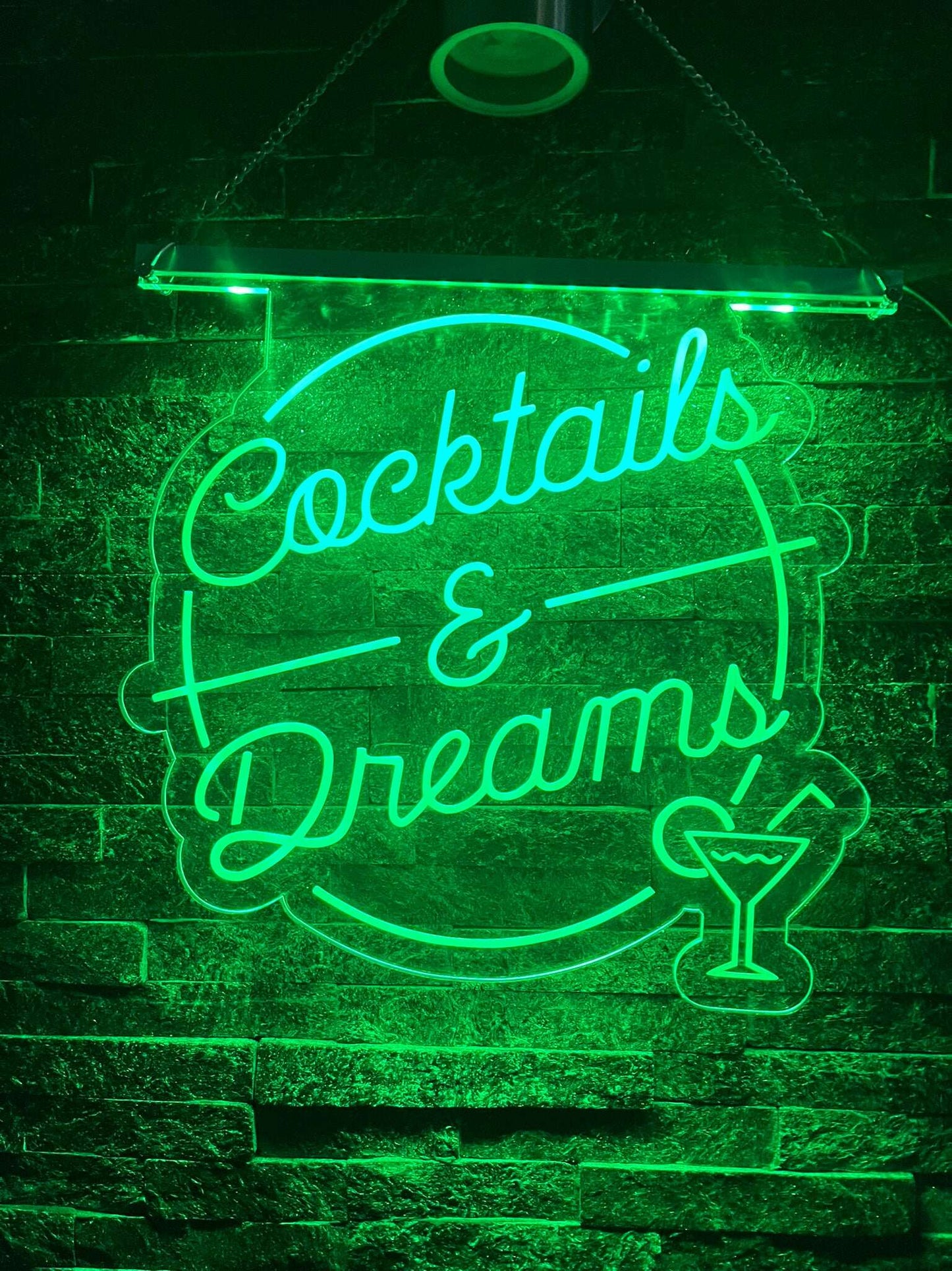 Personalised cocktails LED sign with vibrant lighting