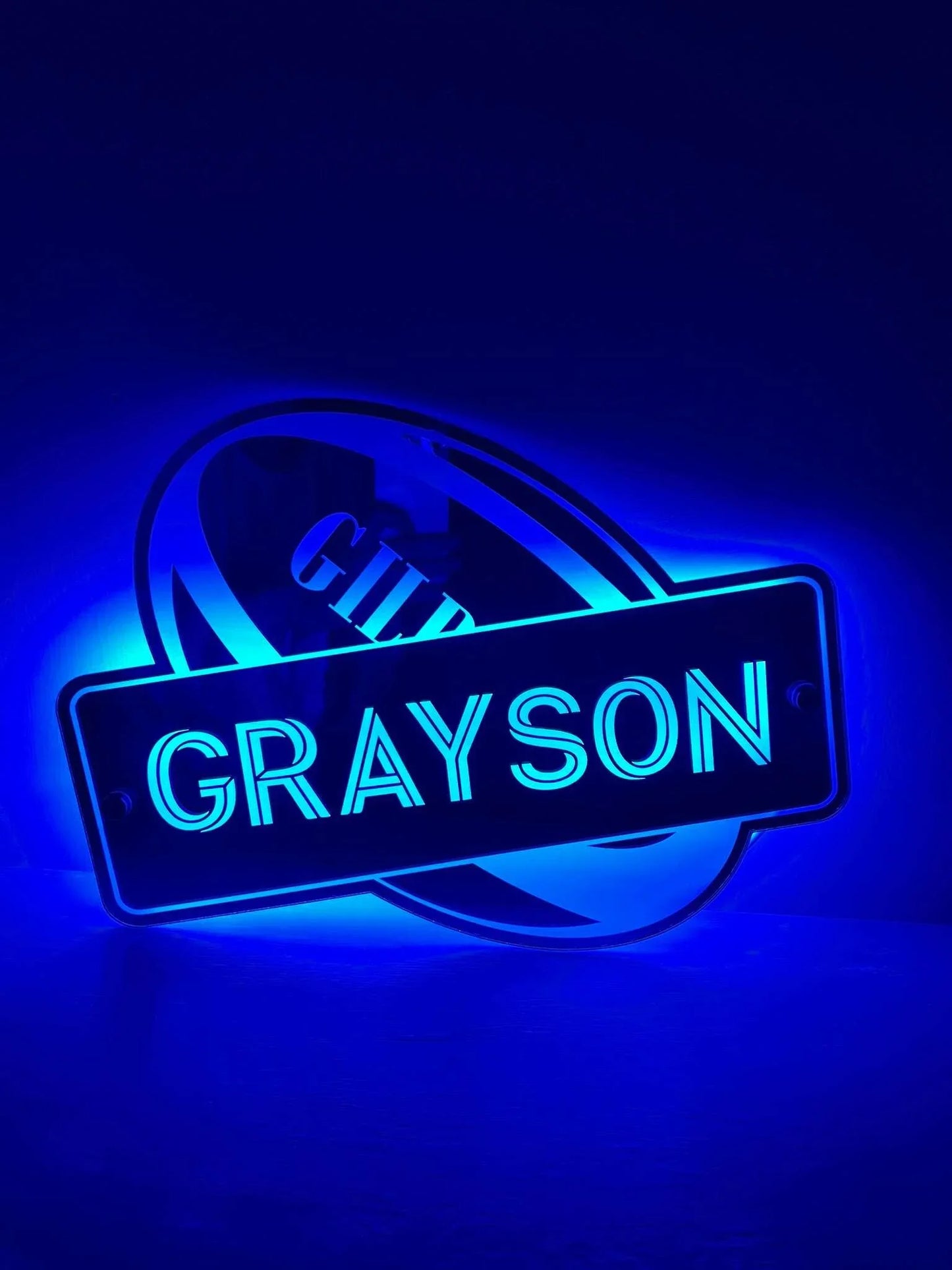 Custom rugby ball LED mirror sign gift idea