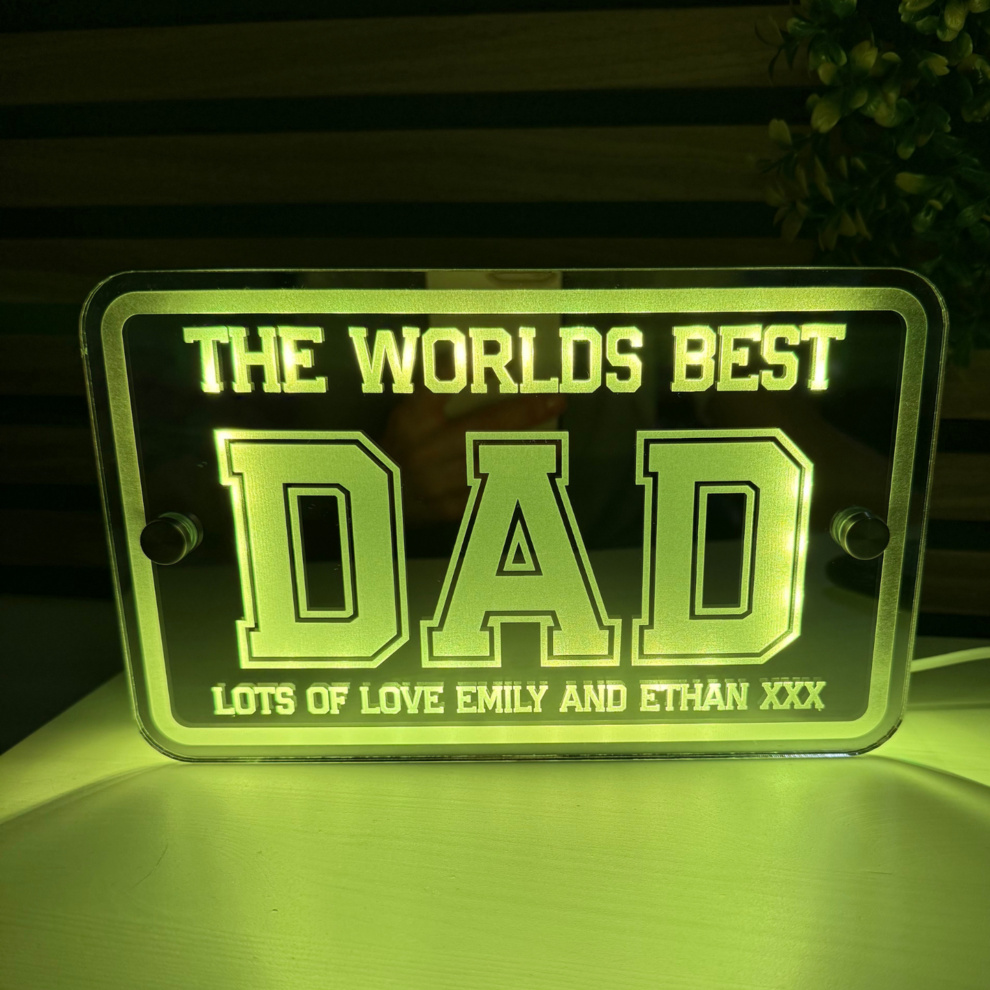 Modern LED acrylic sign for dad – personalised keepsake gift for him