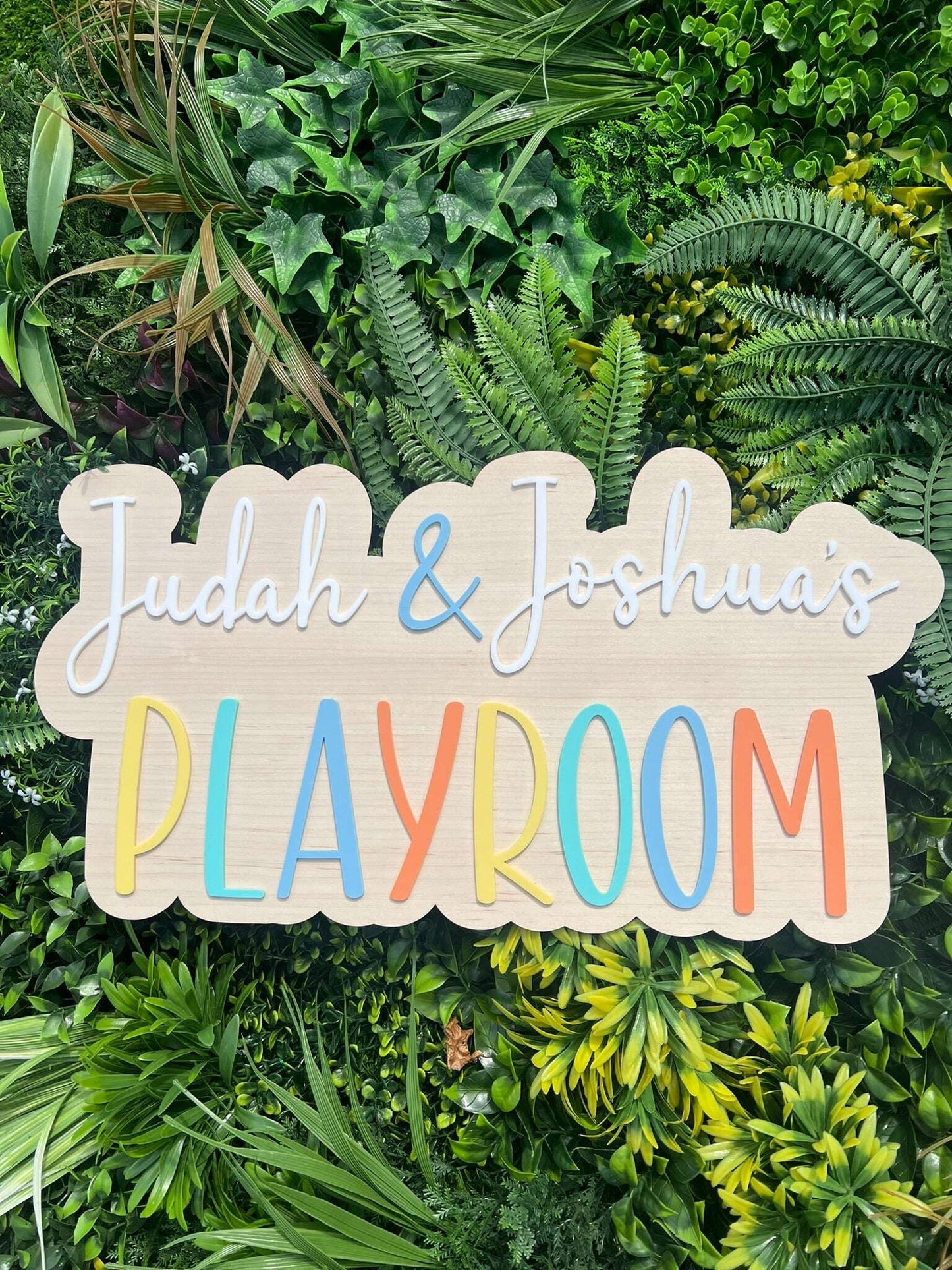 Vibrant custom wooden name sign for kids’ spaces