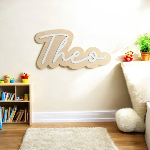 Wooden sign for kids room personalised with eight colour options