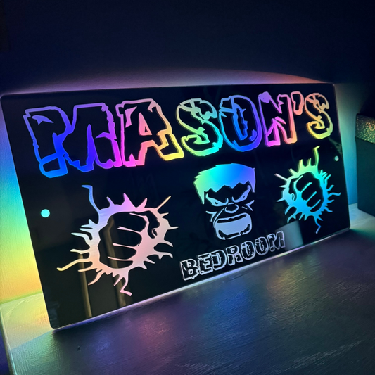 Personalised LED Mirror Bedroom Sign - Hulk