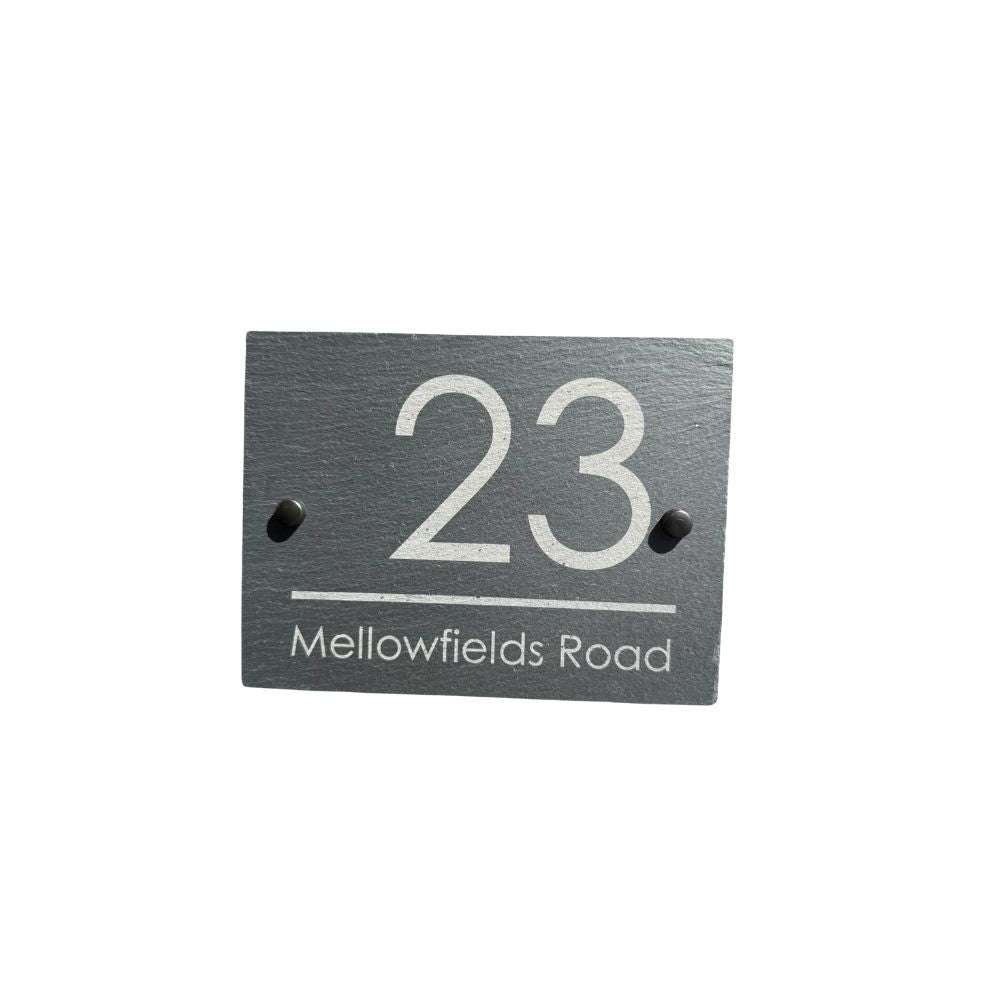 Personalised Slate House Sign 20 x 15cm, Number + Street Name Luxe Sign Studio