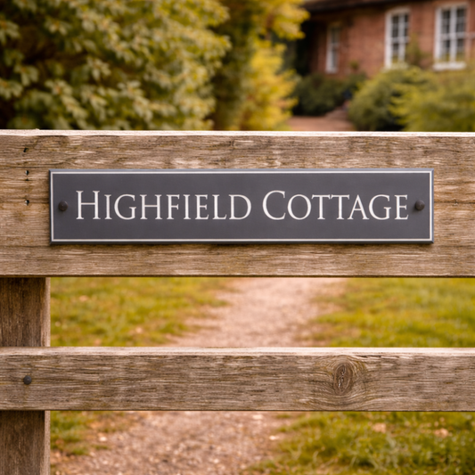 Personalised slate plaque with engraved farmhouse name