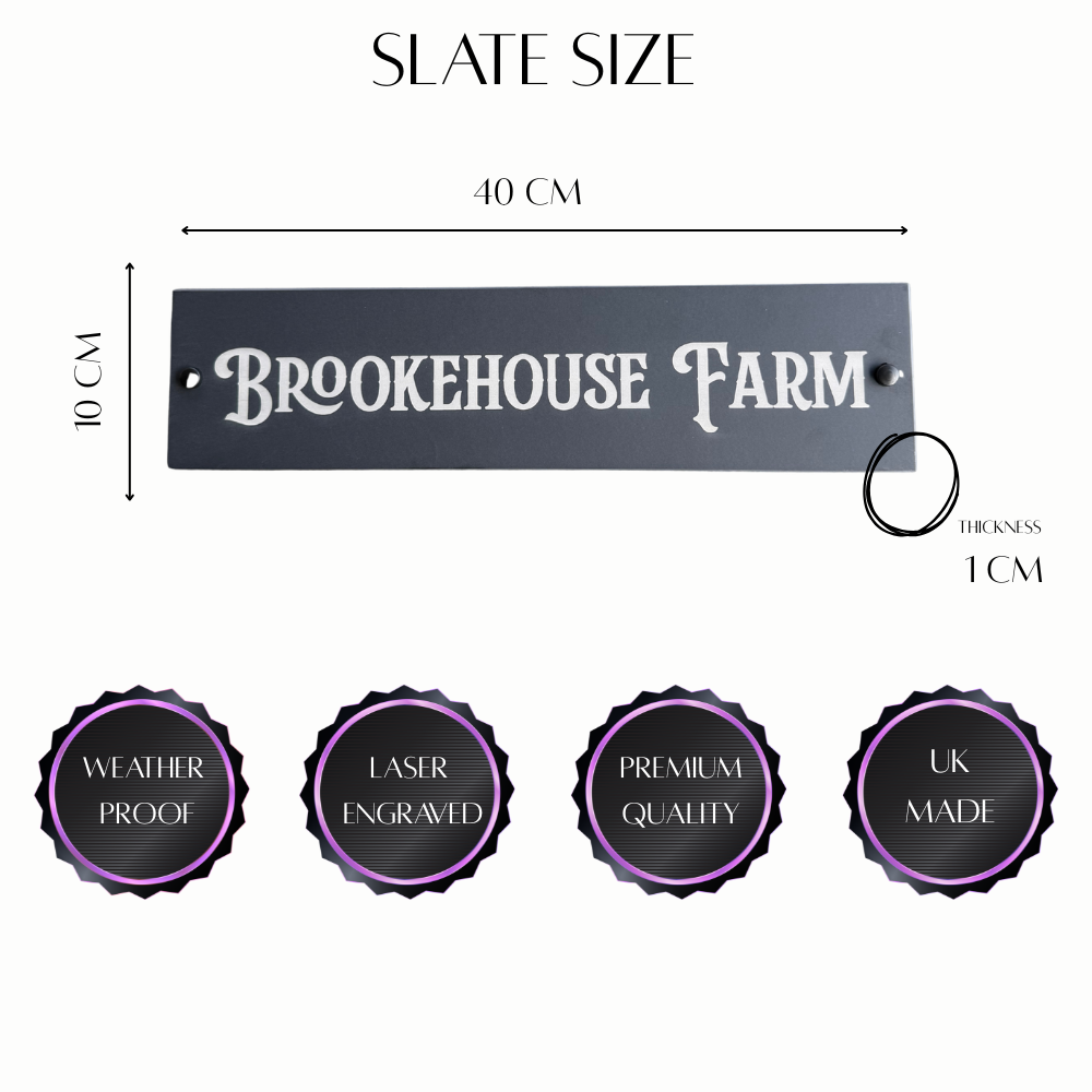 Custom engraved slate house plaque with fixing kit included