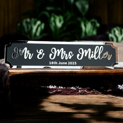 3D acrylic wedding sign with custom surname