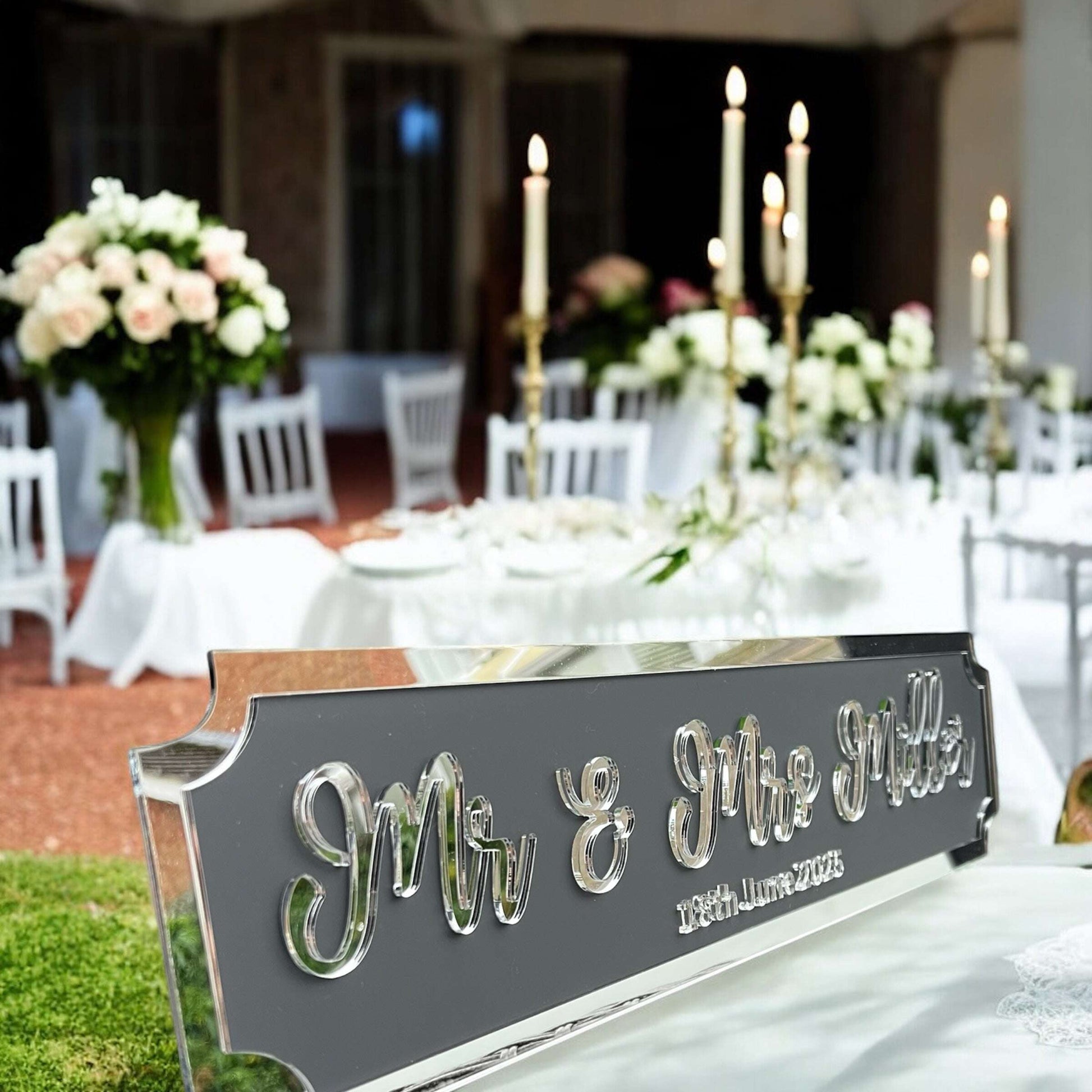 Personalised wedding street sign for newlyweds