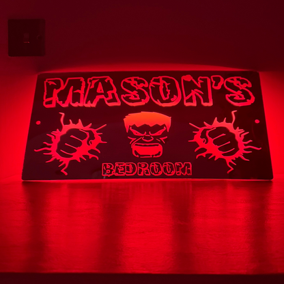 Personalised LED Mirror Bedroom Sign - Hulk