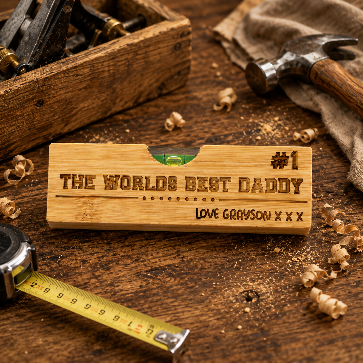 Custom engraved spirit level Father’s Day gift for Grandad