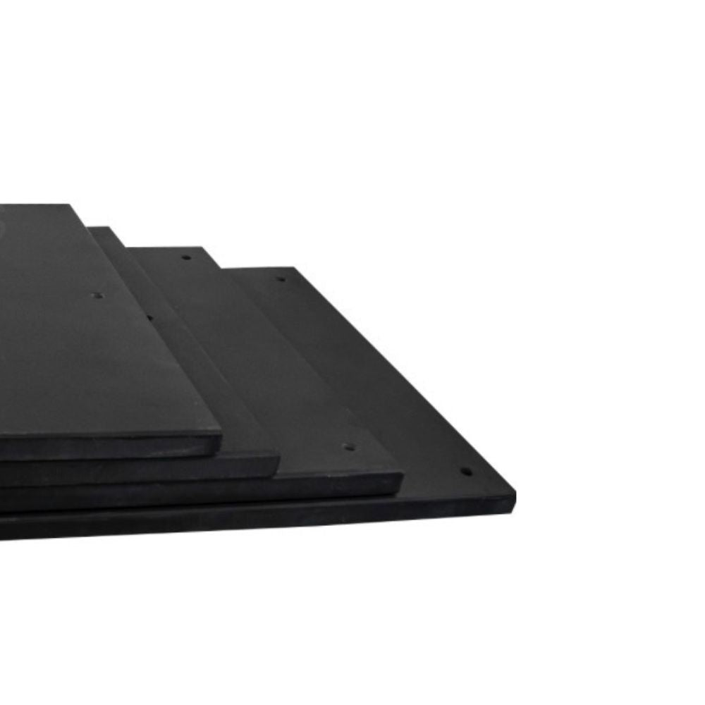 Stack of black rectangular sheets on a white background