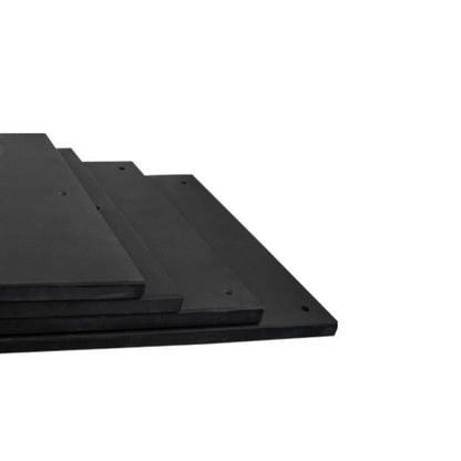 Stack of black rectangular sheets on a white background