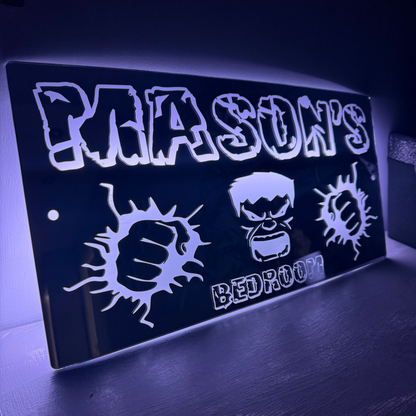 Personalised LED Mirror Bedroom Sign - Hulk