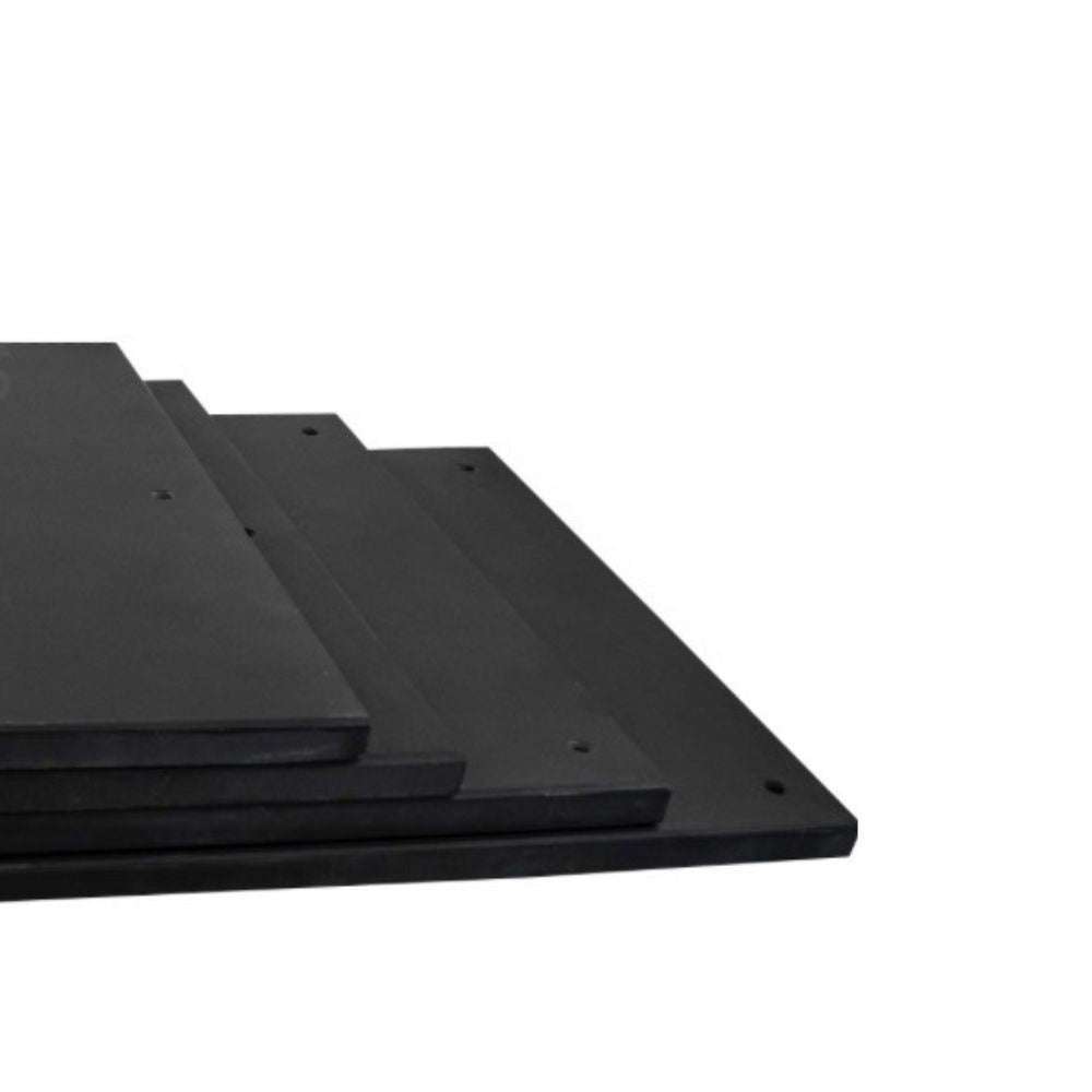 Stack of black rectangular sheets on a white background