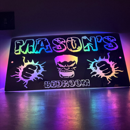 Personalised LED Mirror Bedroom Sign - Hulk