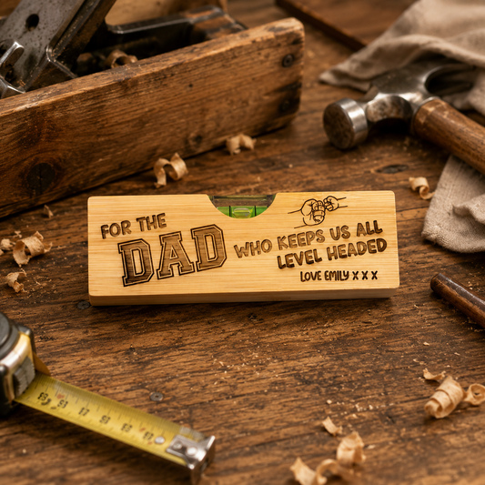 Personalised Father’s Day spirit level gift from children