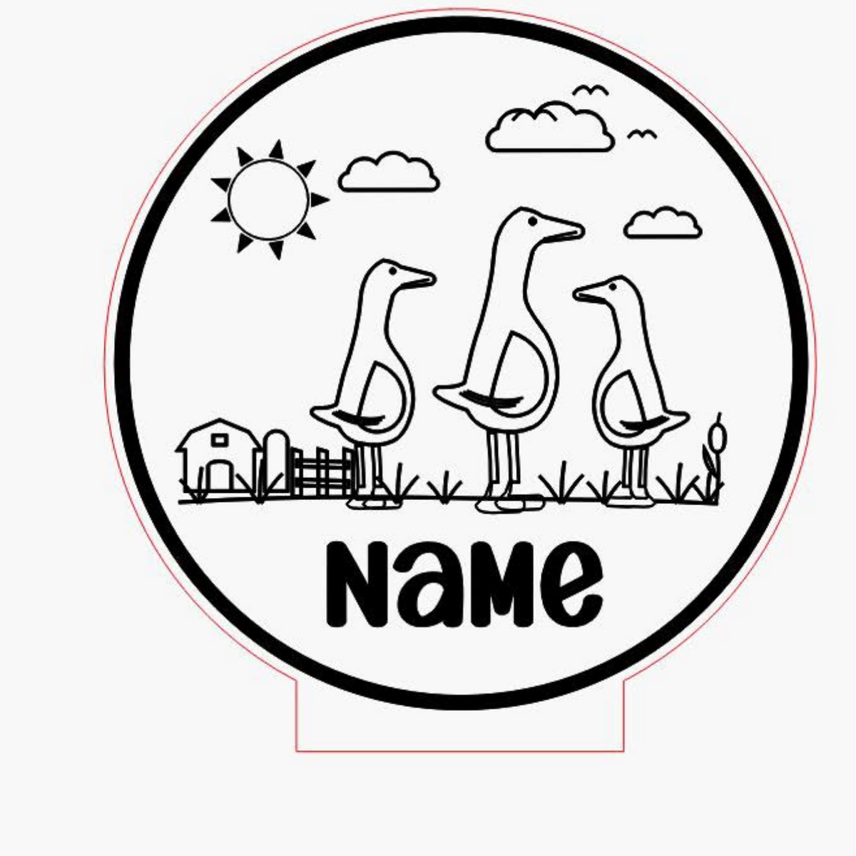 Personalised Goose Family LED Night Light | Colour Changing Nursery Lamp
