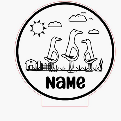 Personalised Goose Family LED Night Light | Colour Changing Nursery Lamp