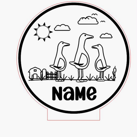 Personalised Goose Family LED Night Light | Colour Changing Nursery Lamp