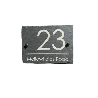 UK-made personalised rustic slate address sign with included wall fixings
