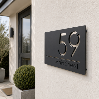 House Number and Street Name Sign - Buckingham