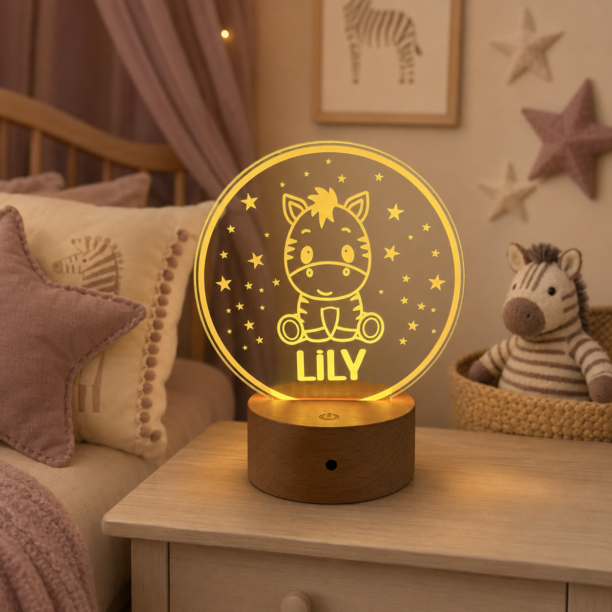 Personalised Zebra Theme Night Light - Lulu