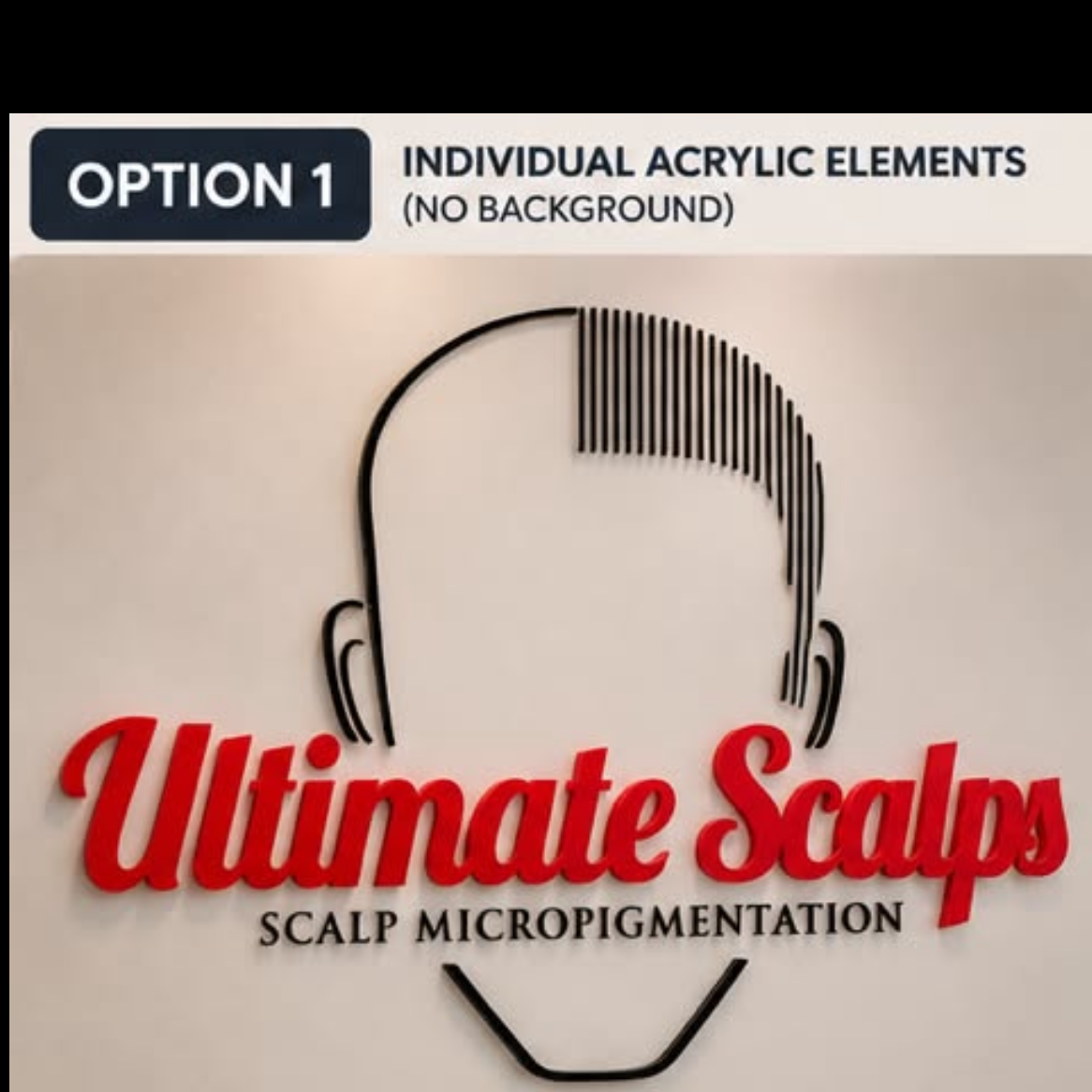 Custom Acrylic Business Logo Sign | Ultimate Scalps | 100 cm × 60 cm