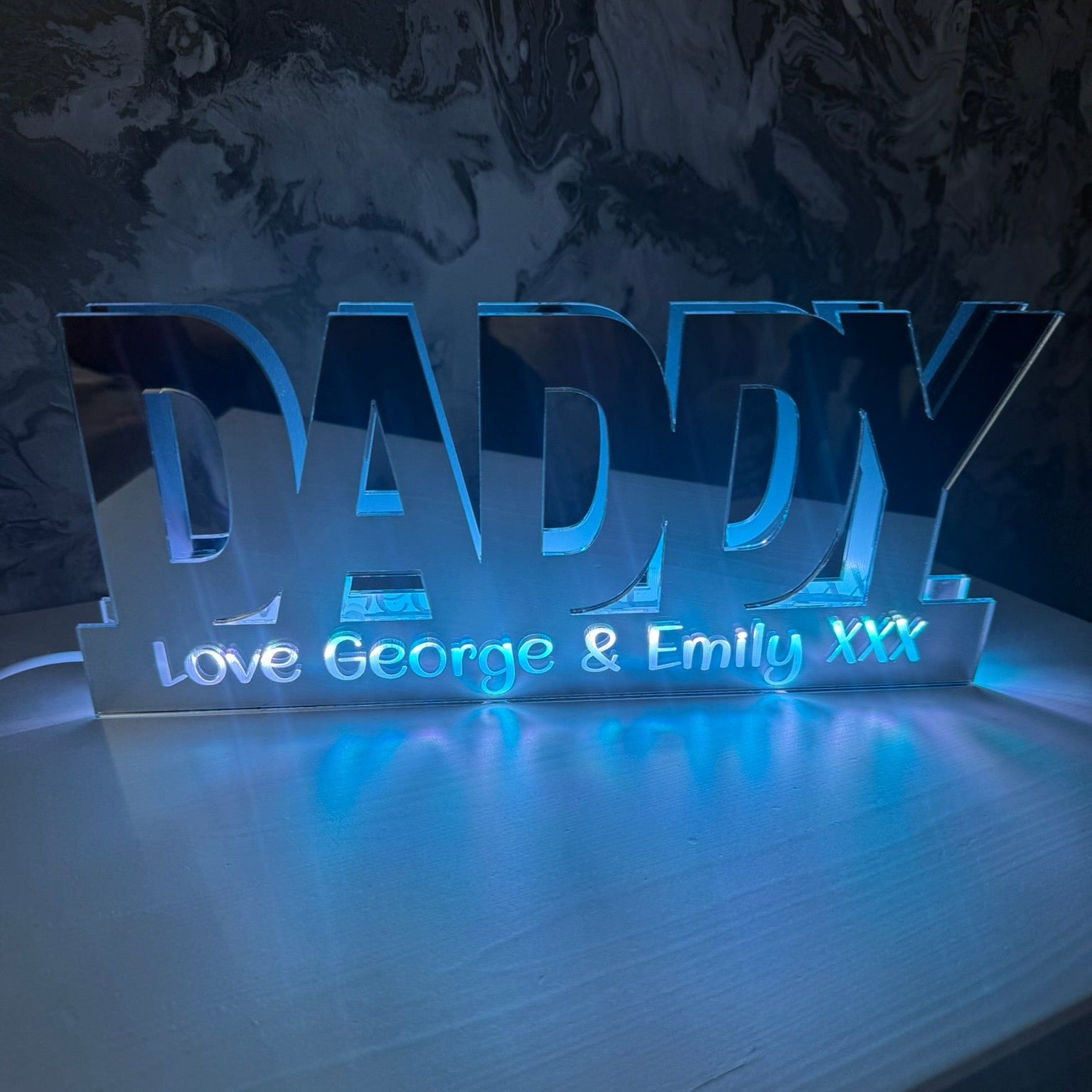 Father’s Day personalised LED mirror sign gift for Dad