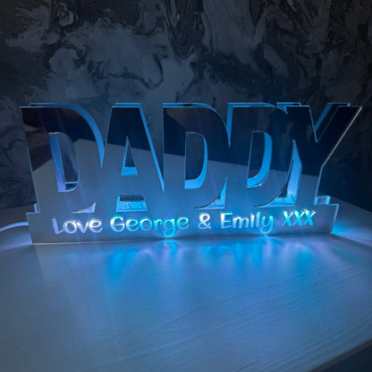 Father’s Day personalised LED mirror sign gift for Dad