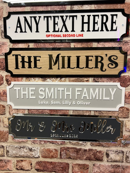 3D Personalised Street Sign/Plaque with Family Name