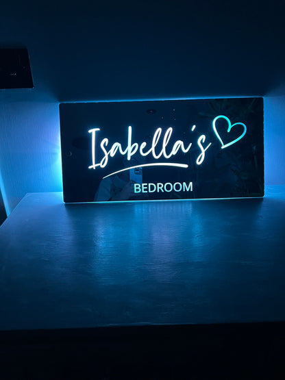 Personalised LED Mirror Bedroom Sign