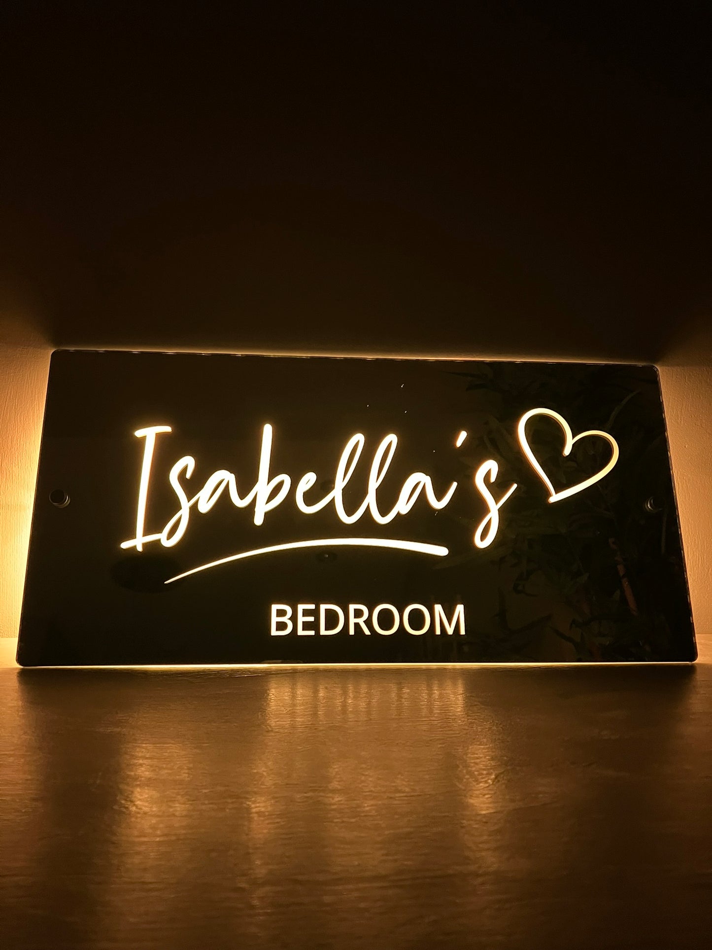 Personalised LED Mirror Bedroom Sign
