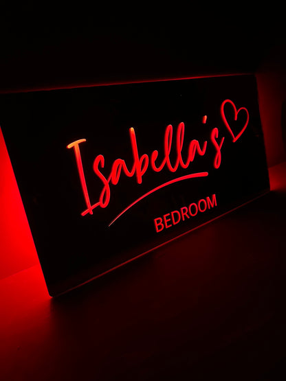 Personalised LED Mirror Bedroom Sign