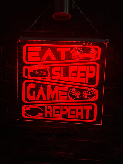 Eat Sleep Game Repeat LED Sign