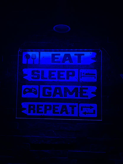 Eat Sleep Game Repeat LED Sign