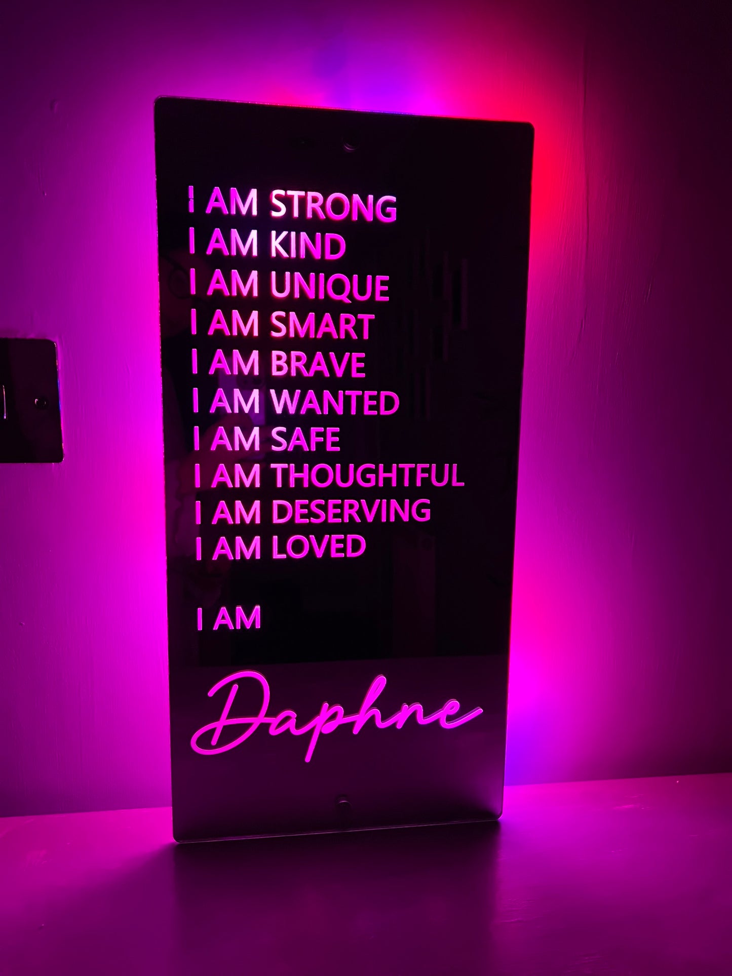 Personalised LED Mirror Affirmation Sign