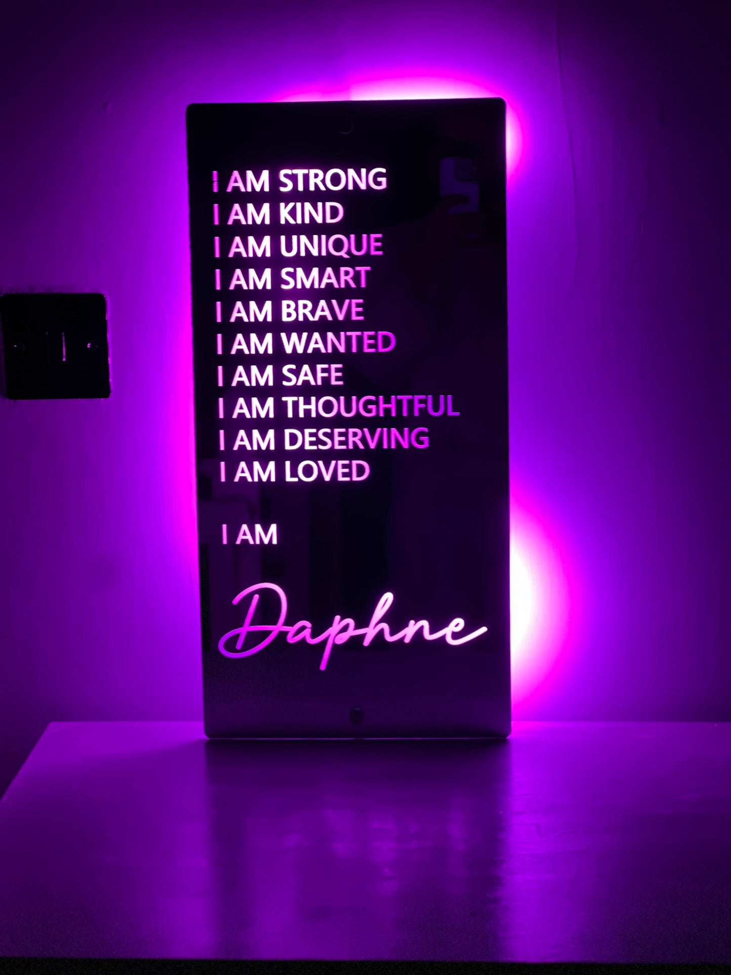 Personalised LED Mirror Affirmation Sign