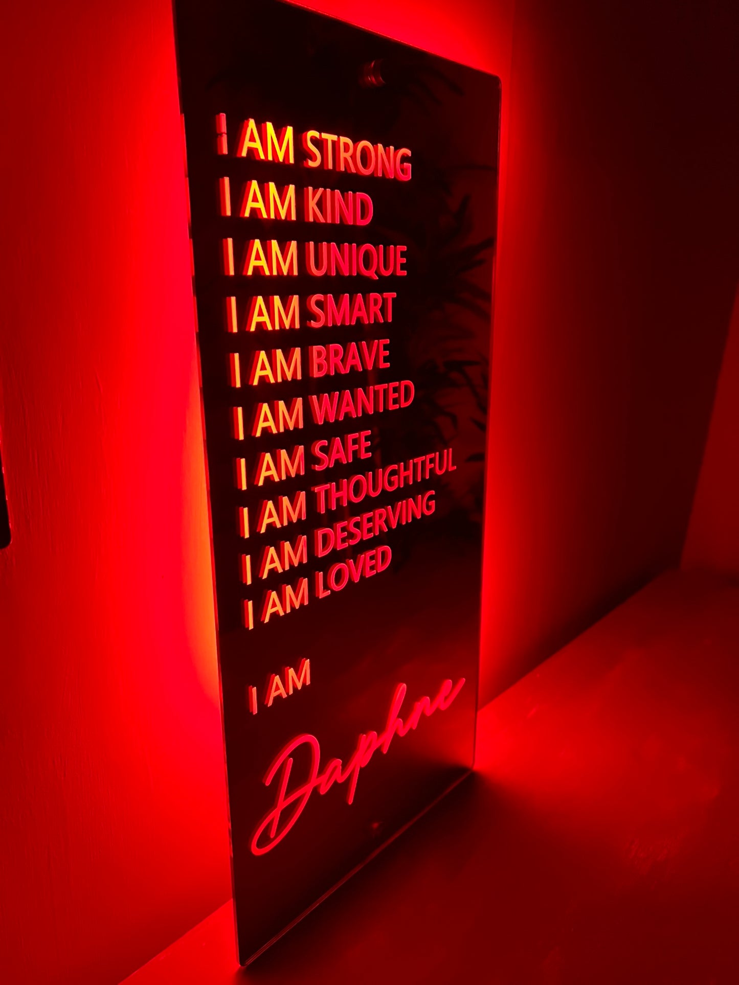 Personalised LED Mirror Affirmation Sign
