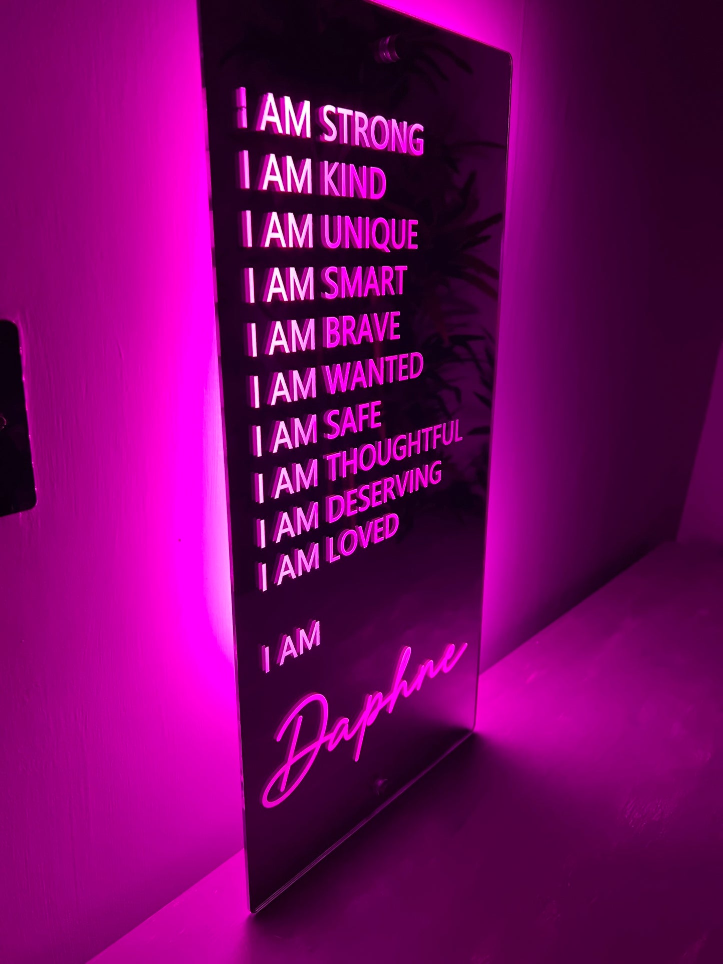Personalised LED Mirror Affirmation Sign