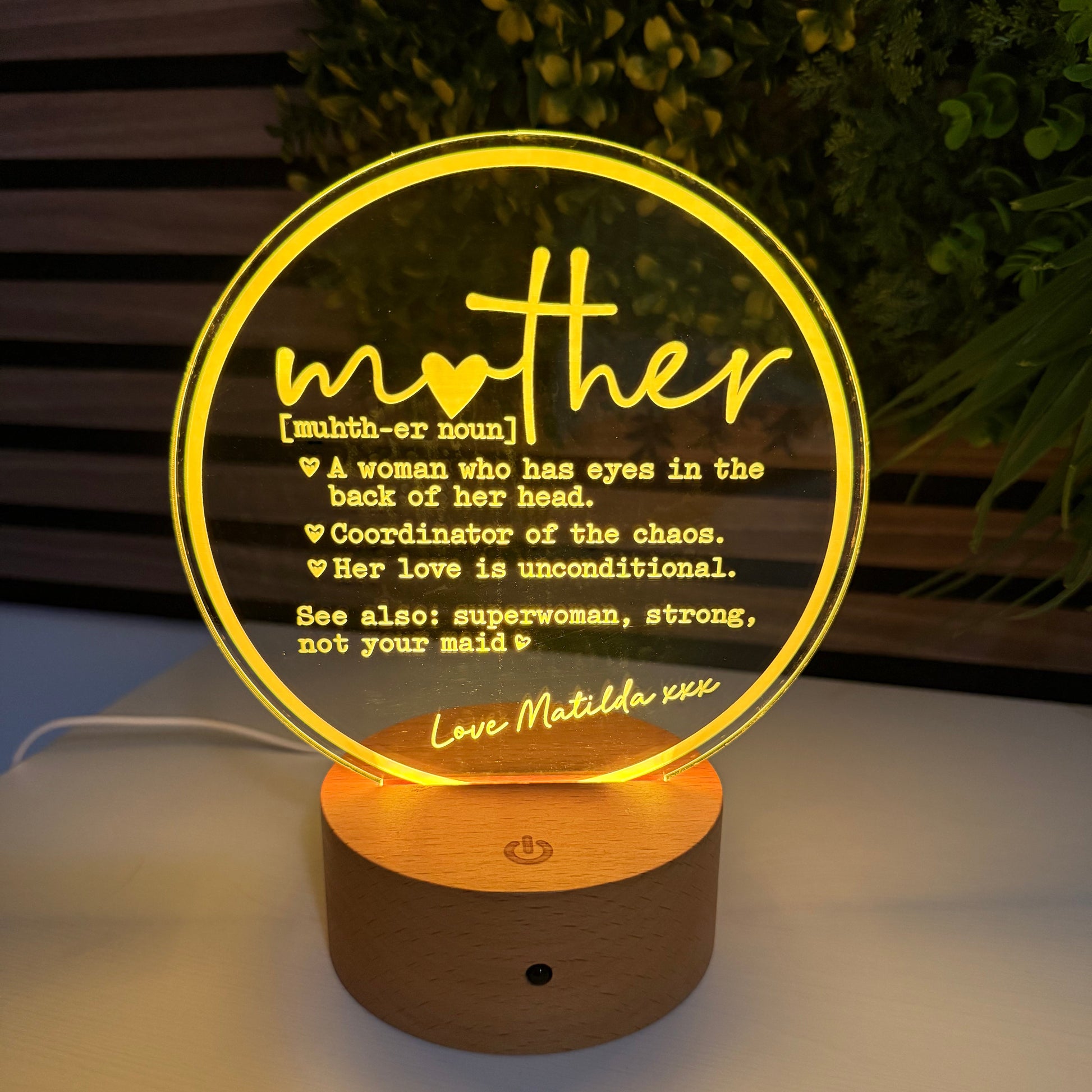 Mother's Day gift, Mother's Day night light, personalised night light