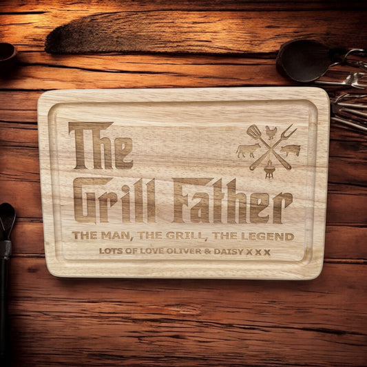 Personalised The Grill Father Wooden Tray