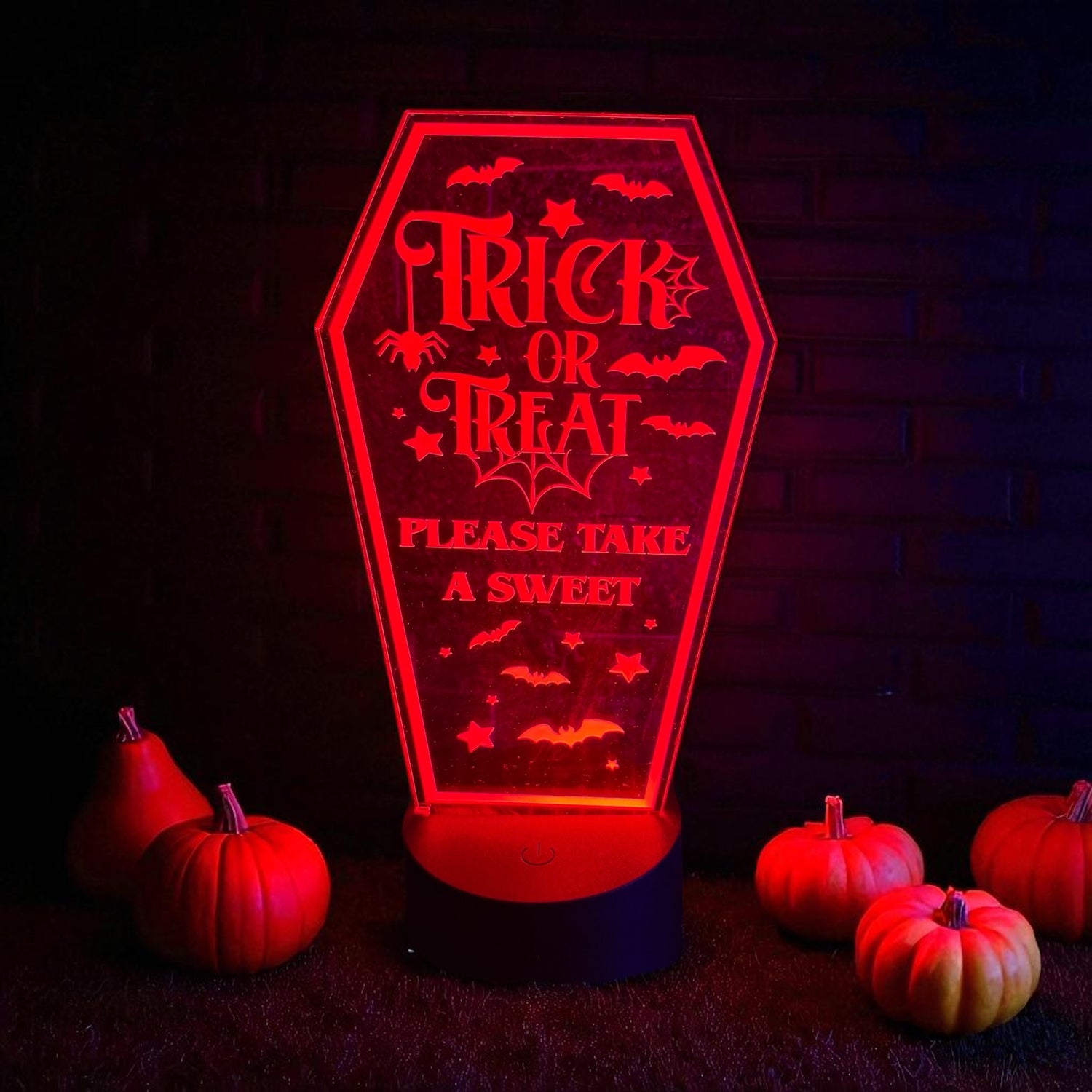 Halloween Trick or Treat LED night light with spooky message