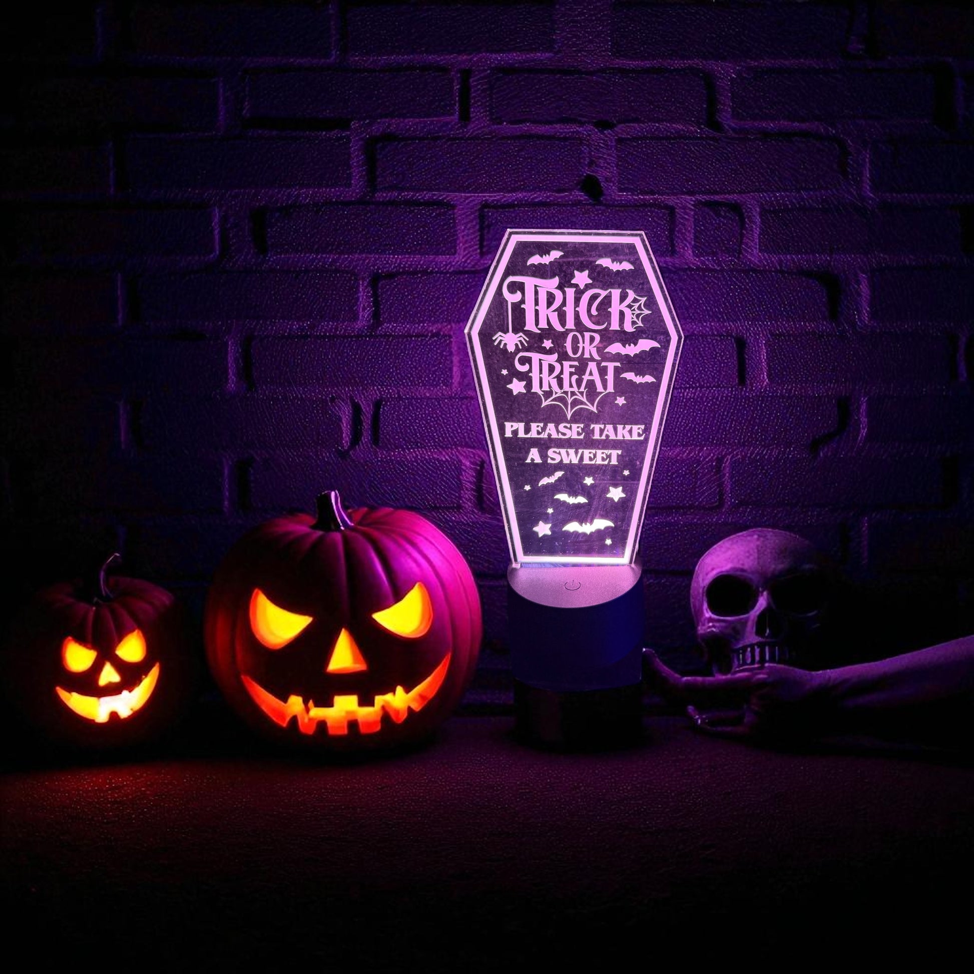 USB or battery powered Halloween LED night light for window ledge