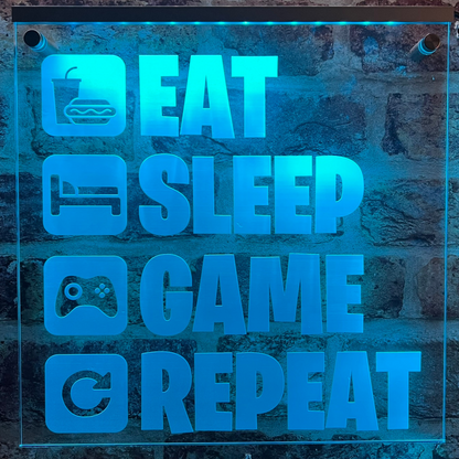 Eat Sleep Game Repeat LED Sign
