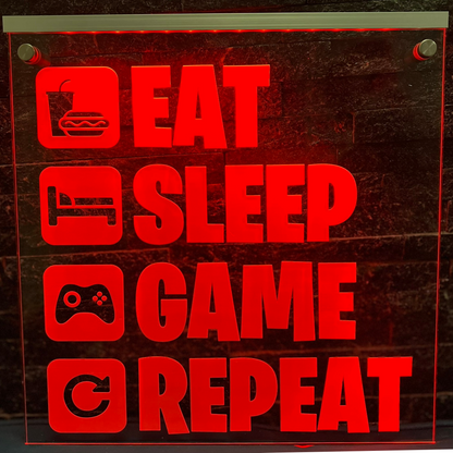 Eat Sleep Game Repeat LED Sign