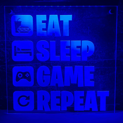 Eat Sleep Game Repeat LED Sign