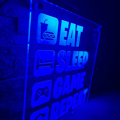 Eat Sleep Game Repeat LED Sign