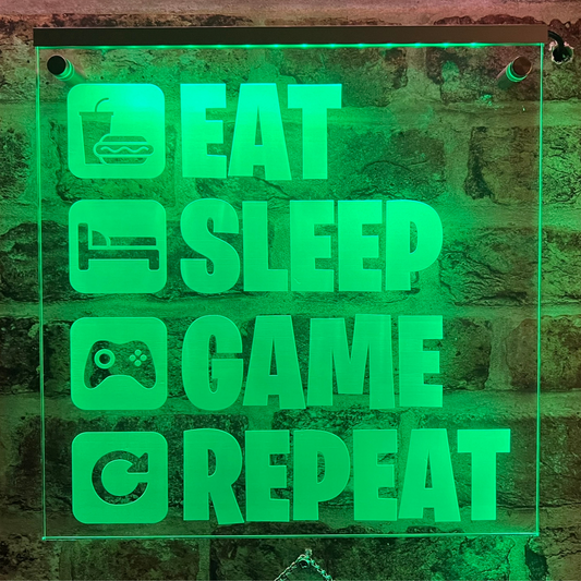 Eat Sleep Game Repeat LED Sign