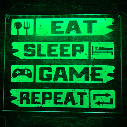 Eat Sleep Game Repeat LED Sign